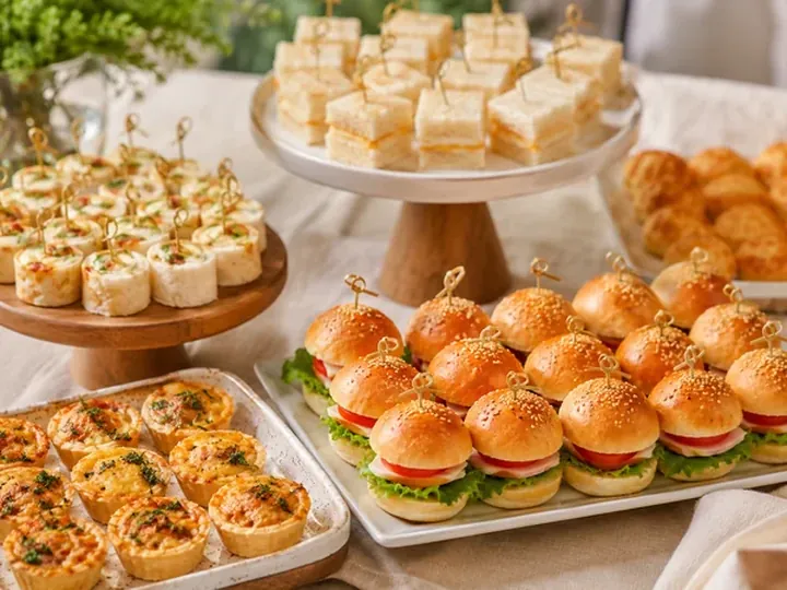 Mini lanches do buffet infantil em casa em BH com hambúrgueres e mini cachorro-quente