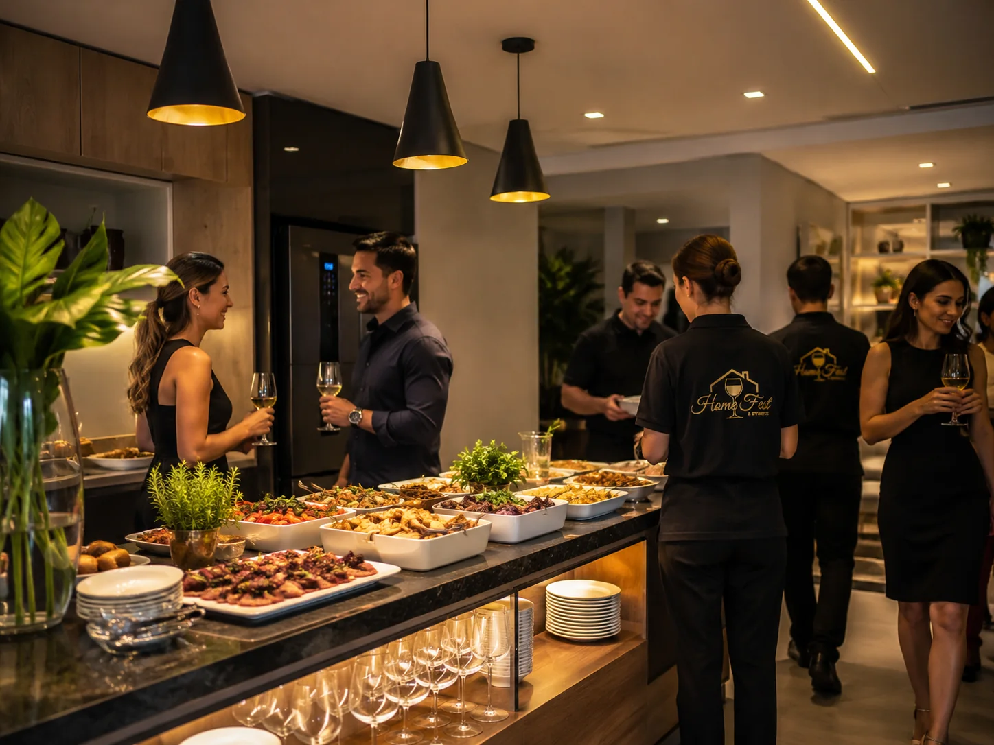 Buffet para festa em condomínio em BH com área gourmet preparada.