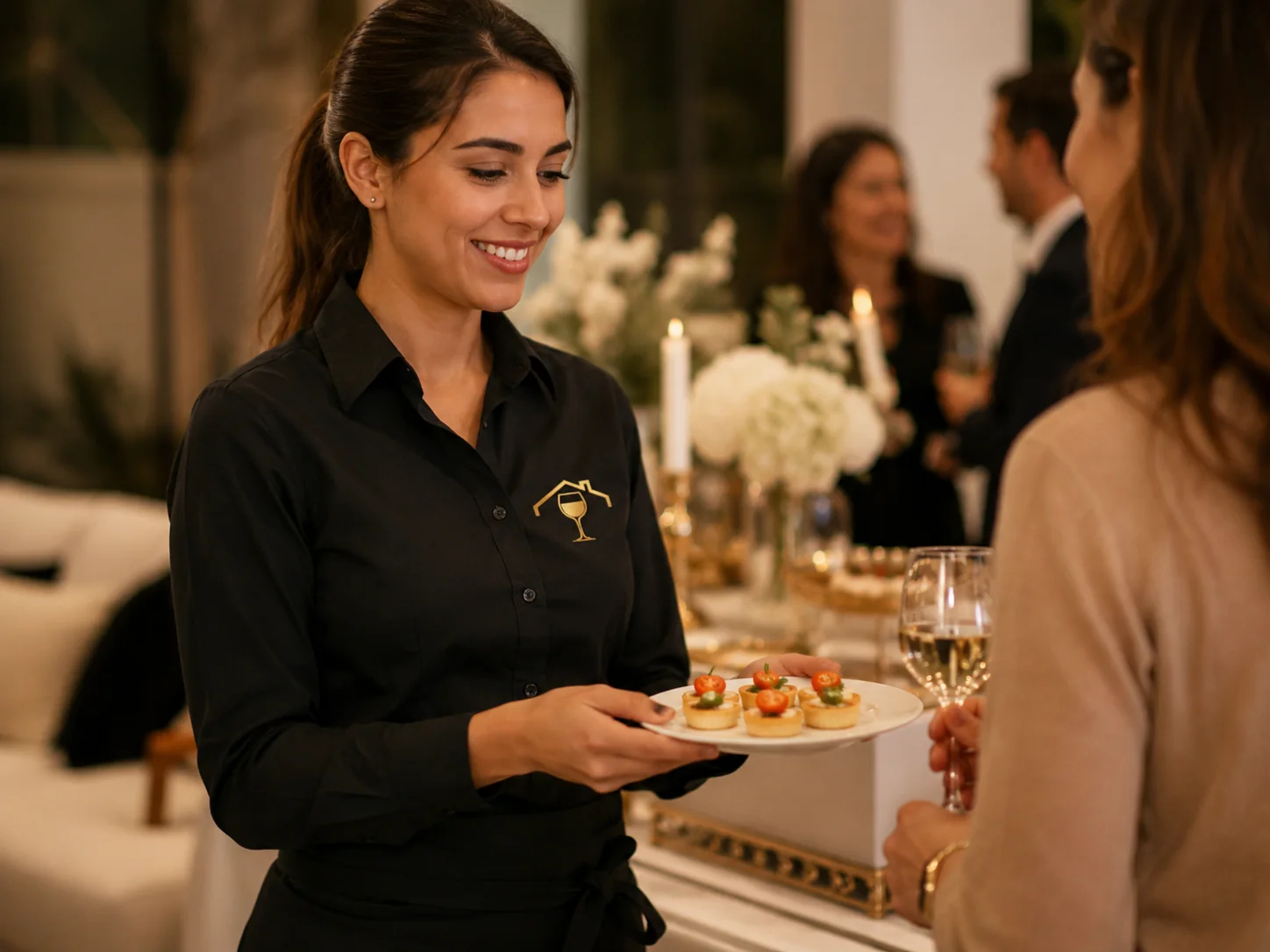 Equipe Home Fest servindo buffet para festa em casa em Belo Horizonte.