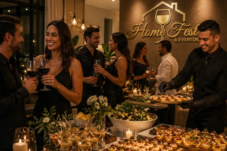 aniversário adulto em casa em BH com buffet completo convidados e equipe Home Fest