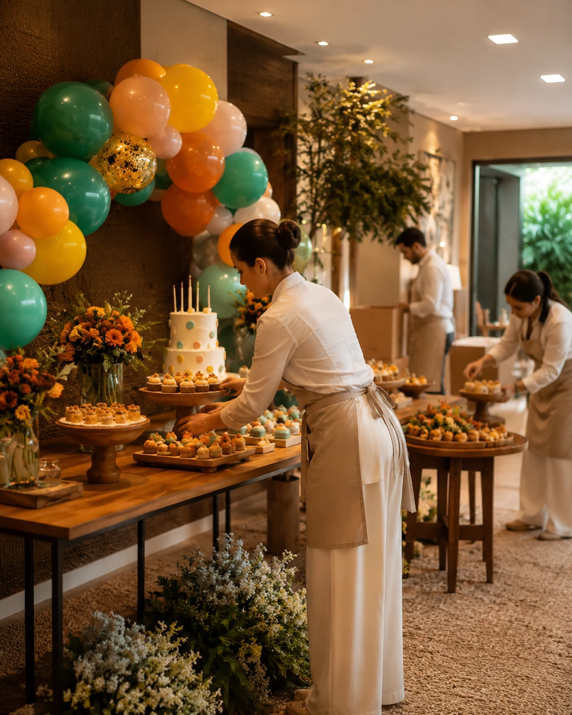 Equipe Home Fest Kids preparada para buffet infantil em casa