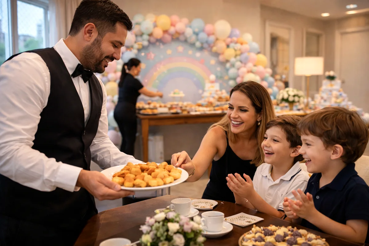 equipe da Home Fest Kids atendendo durante a festa