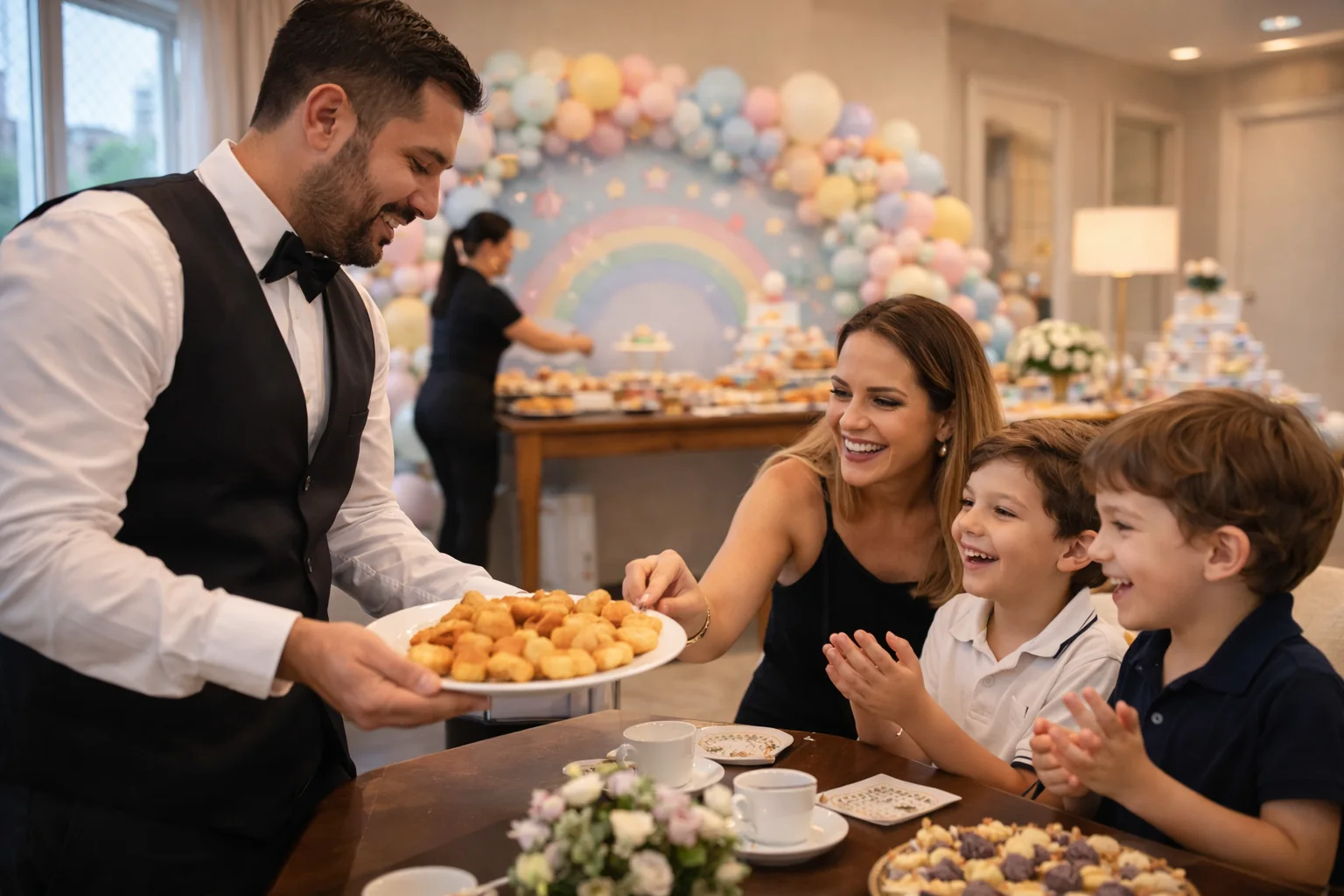 equipe da Home Fest Kids atendendo durante a festa