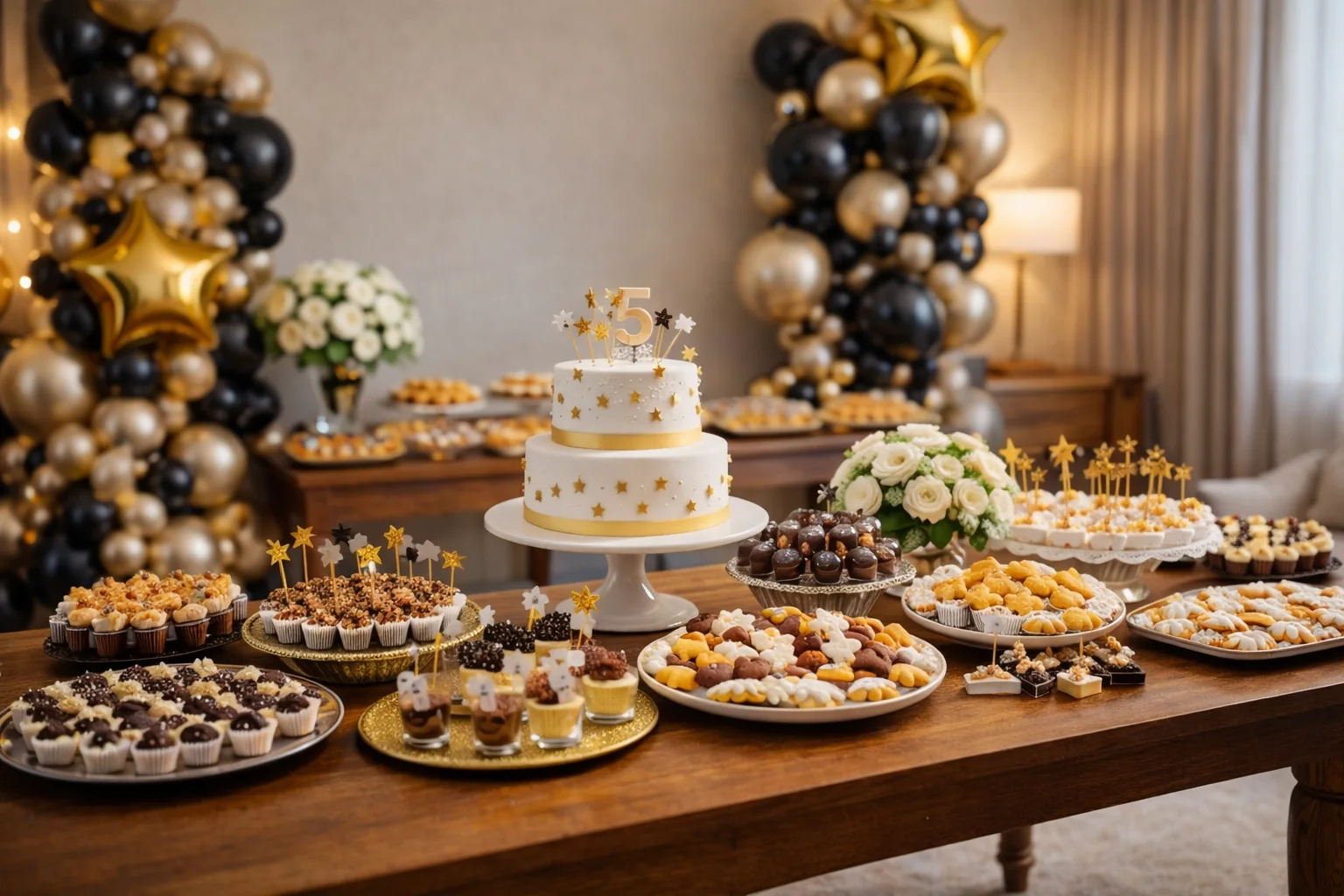 mesa principal da festa infantil em casa